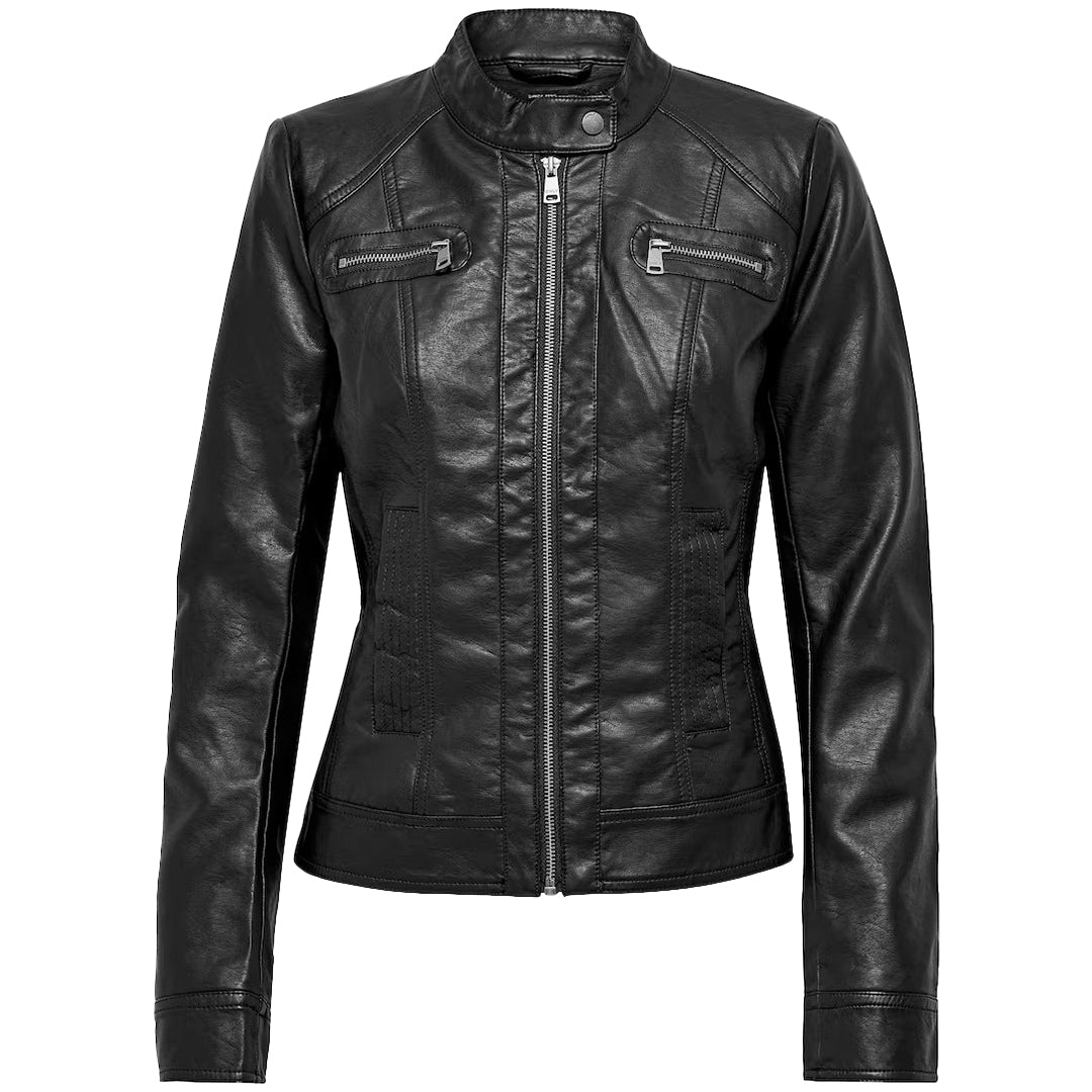 Women's Biker Style Leather Jacket | Black