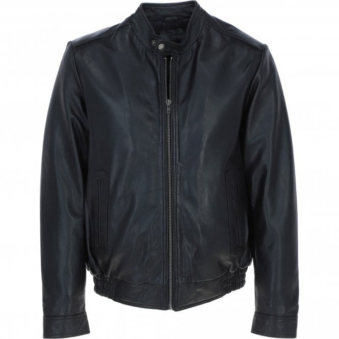 Men's Genuine Leather Bomber Jacket | Black