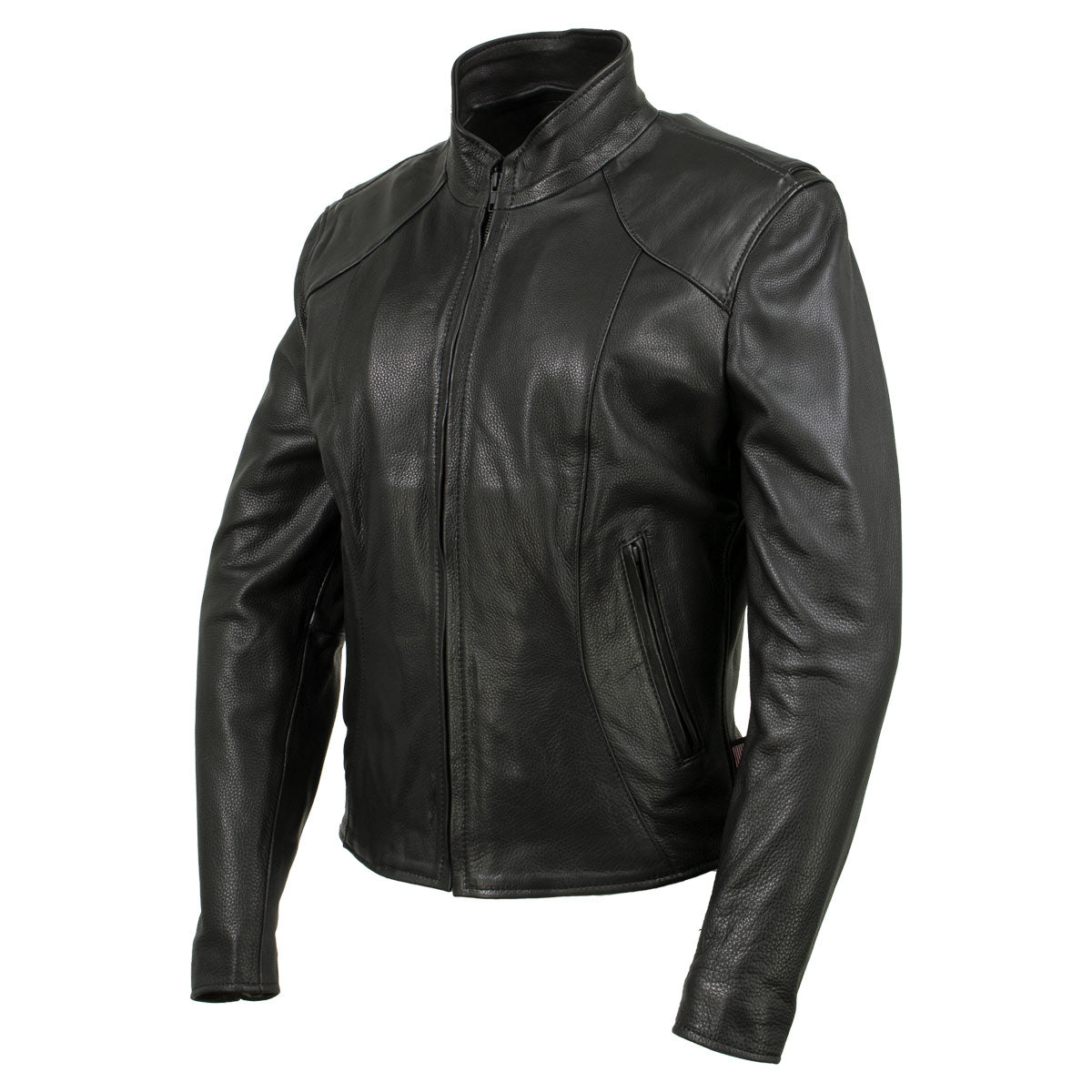 Women's Café Racer Motorcycle Leather Jacket | Black