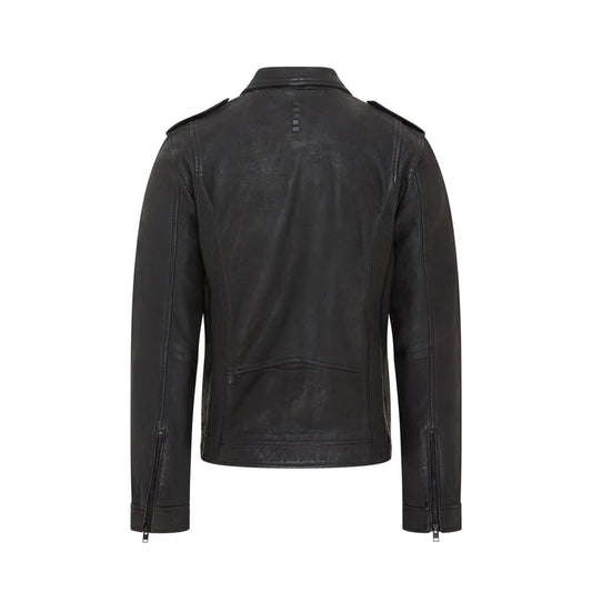 Men's Biker Style Leather Jacket | Black