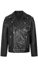 Men's Asymmetrical Genuine Leather Jacket | Black