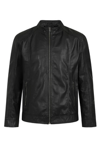 Men's Leather Zip-Up Jacket, Biker Style | Black The Stitch Fit