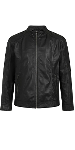 Men's Leather Zip-Up Jacket, Biker Style | Black The Stitch Fit