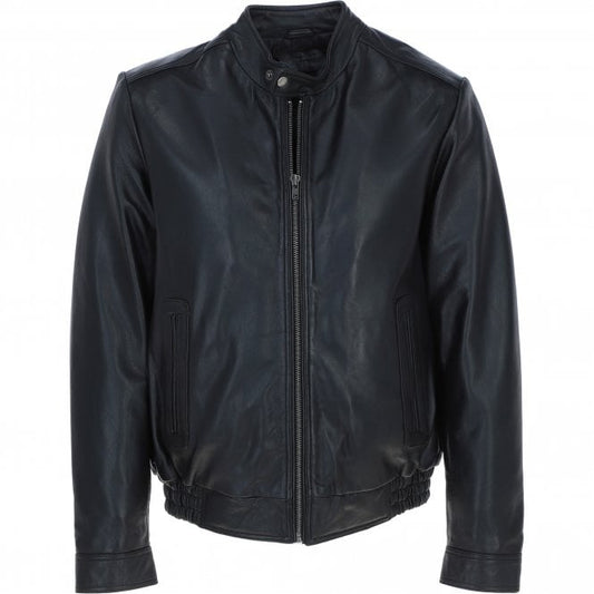 Men's Genuine Leather Bomber Jacket | Black