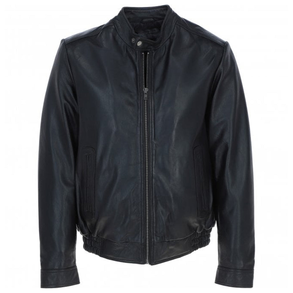 Men's Genuine Leather Bomber Jacket | Black The Stitch Fit