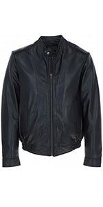 Men's Genuine Leather Bomber Jacket | Black