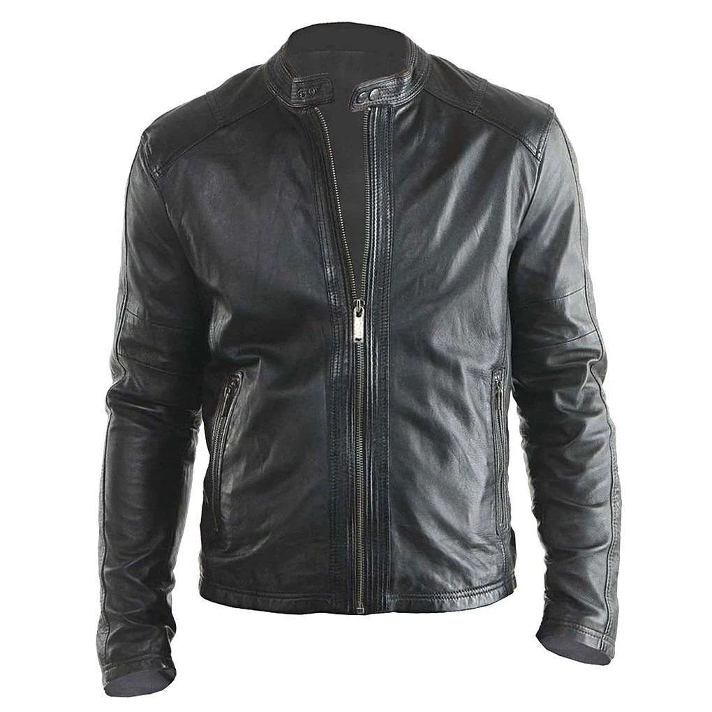 Men's Pure Leather Biker Jacket | Black