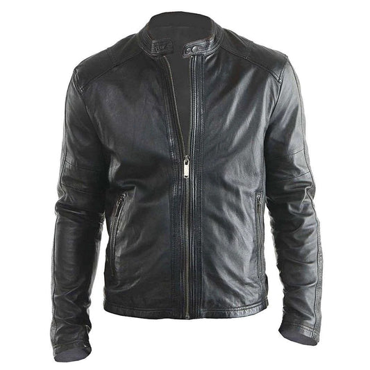 Men's Pure Leather Biker Jacket | Black