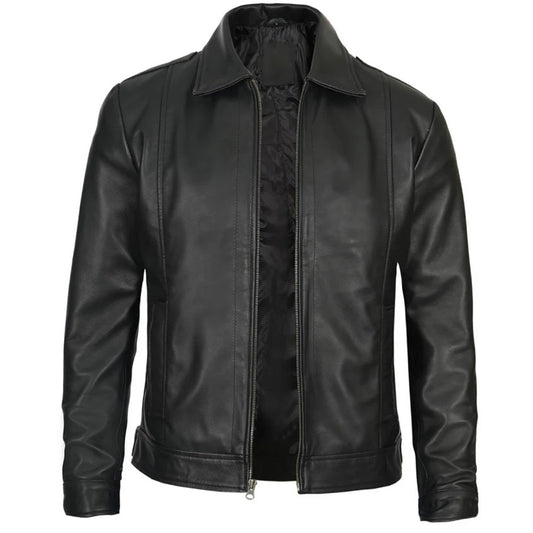 Men's Vintage Harrington Leather Jacket | Black