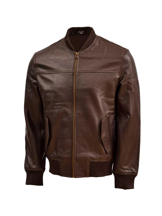 Men's Biker Pure Leather Jacket | Brown