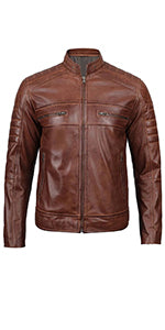 Men's Cafe Racer Leather Jacket | Brown