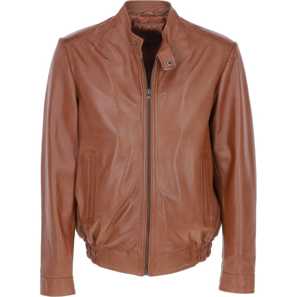 Men's Genuine Leather Bomber Jacket | Brown