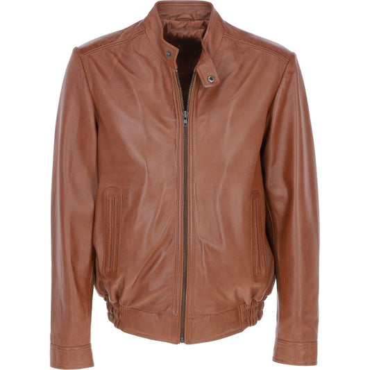 Men's Genuine Leather Bomber Jacket | Brown