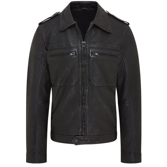 Men's Biker Style Leather Jacket | Black