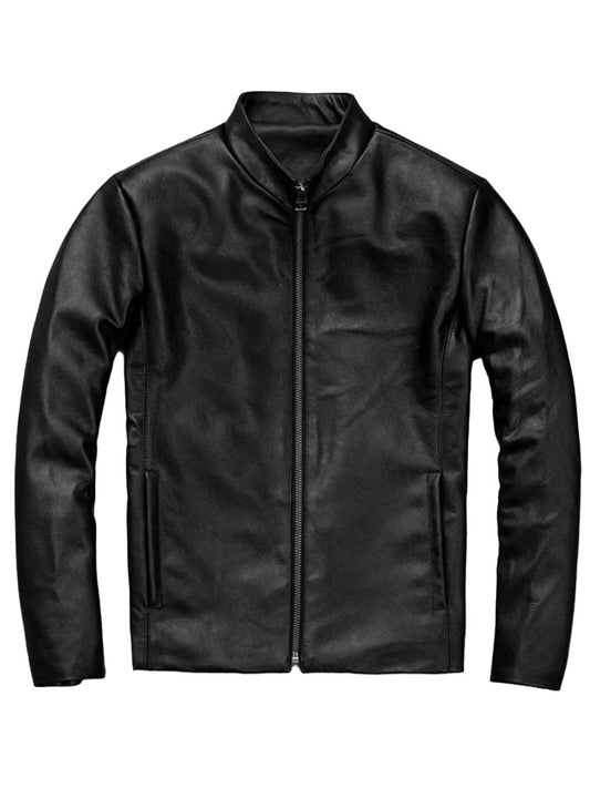 Men's Moto Racer Leather Jacket | Black