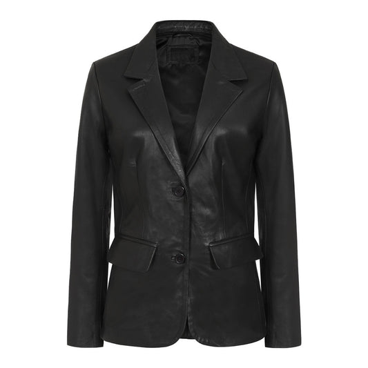 Women's Leather Blazer Coat | Black