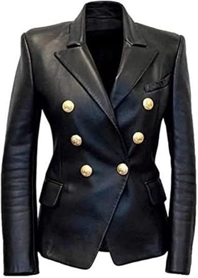 Women's Leather Formal Blazer Coat | Black