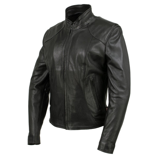 Women's Café Racer Motorcycle Leather Jacket | Black