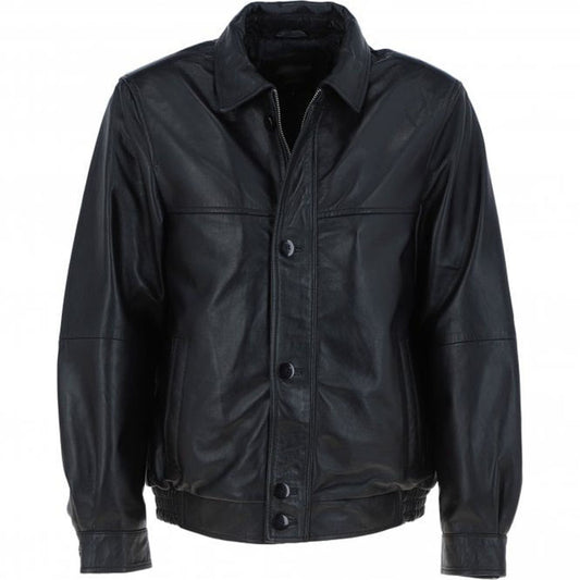 Men' Genuine Classic Leather Jacket | Black & Blue