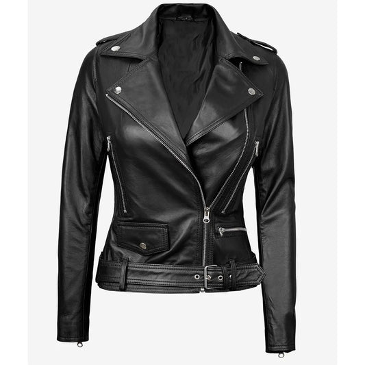 Women's Motorcycle Leather Jacket | Black