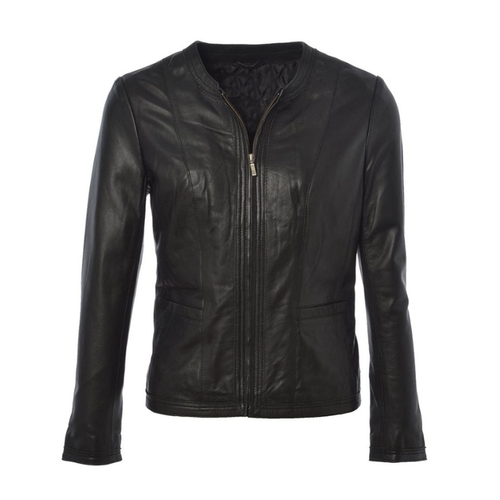 Women Motorcycle Leather Jacket | Black The Stitch Fit