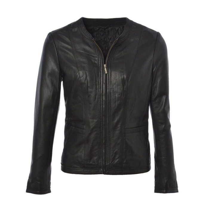 Women Motorcycle Leather Jacket | Black The Stitch Fit