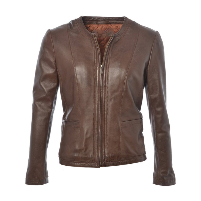 Women Motorcycle Leather Jacket | Brown The Stitch Fit