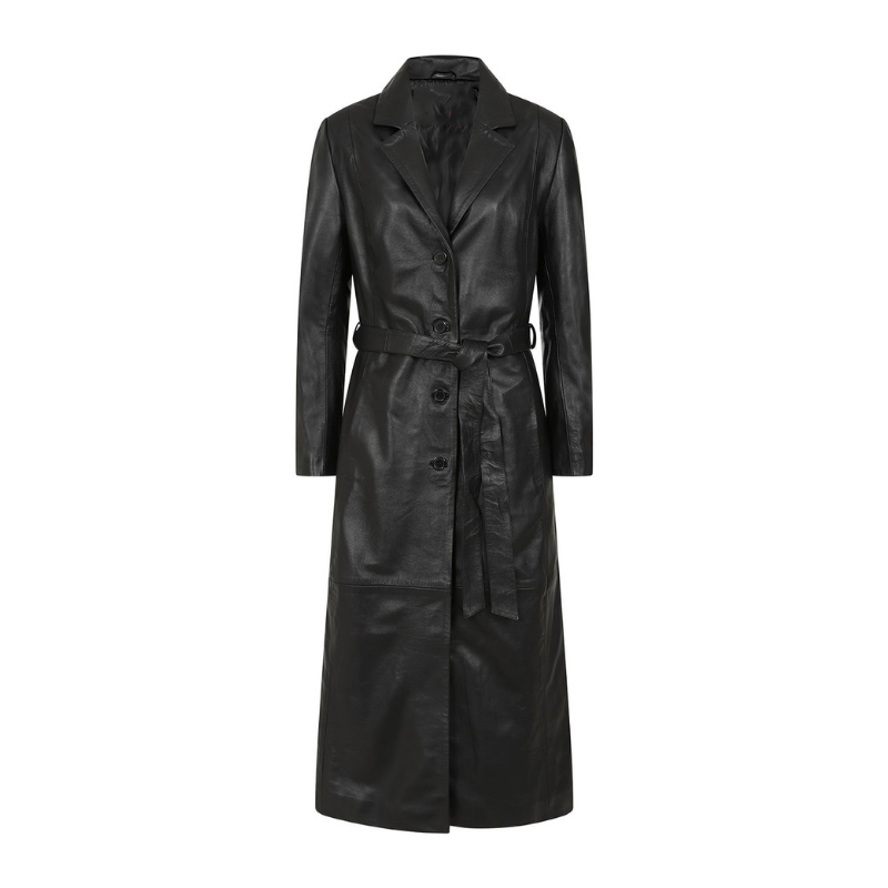 Women's Real Leather Trench Coat | Black The Stitch Fit