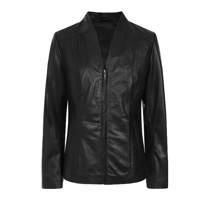 Women's Classic Leather Jacket | Black The Stitch Fit