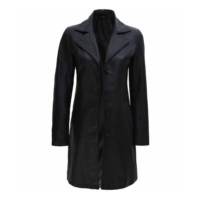 Women's Real Leather Car Coat | Black The Stitch Fit