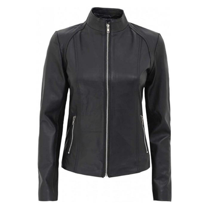 Women's Leather Jacket, Zipper Closure | Black The Stitch Fit