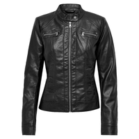 Women's Biker Style Leather Jacket | Black The Stitch Fit
