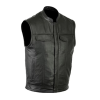 Women Leather Motorcycle Vest: 4 Front Pockets YKK Zipper (Available in Real or Faux Leather) | Black The Stitch Fit