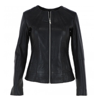 Women's Biker Leather Jacket Zip-Up | Black The Stitch Fit