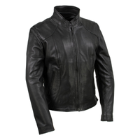 Women's Café Racer Motorcycle Leather Jacket | Black The Stitch Fit