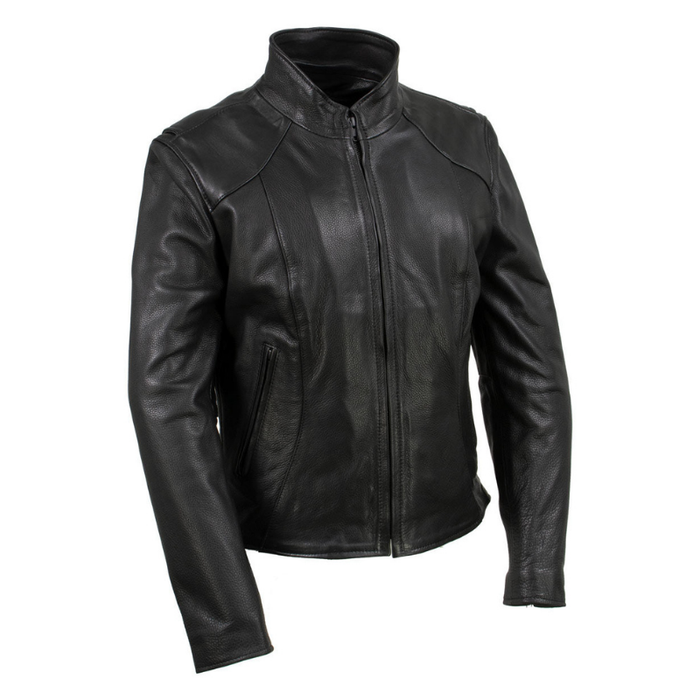 Women's Café Racer Motorcycle Leather Jacket | Black The Stitch Fit