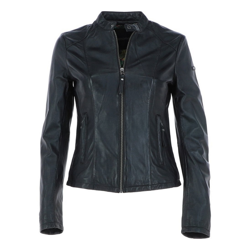 Women's Biker Leather Jacket | Black The Stitch Fit