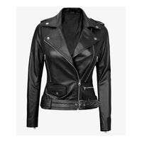 Women's Motorcycle Leather Jacket | Black The Stitch Fit