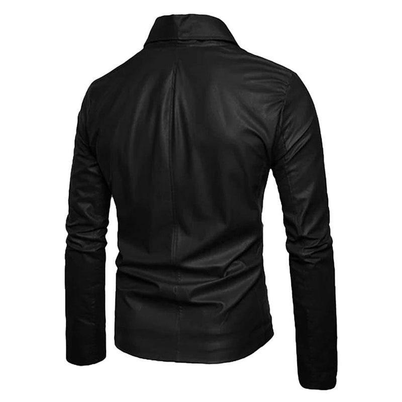 Men's  Leather Biker Jacket | Black The Stitch Fit
