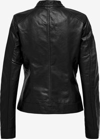 Women's Biker Style Leather Jacket | Black The Stitch Fit