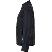 Women's Genuine Café Racer Sheepskin Motorcycle Leather Jacket, YKK Zipper | Black The Stitch Fit