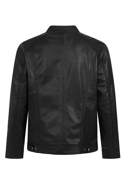 Men's Leather Zip-Up Jacket, Biker Style | Black The Stitch Fit