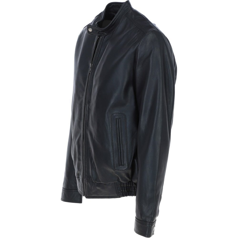 Men's Genuine Leather Bomber Jacket | Black The Stitch Fit
