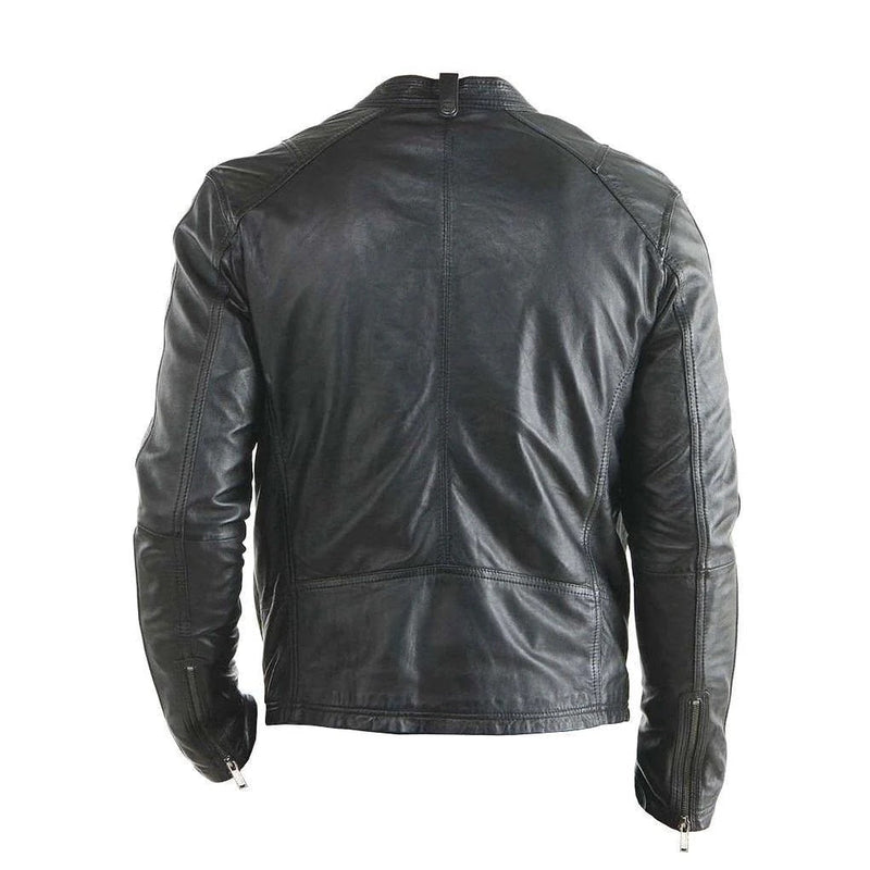 Men's Pure Leather Biker Jacket | Black The Stitch Fit