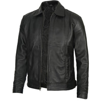 Men's Vintage Harrington Leather Jacket | Black The Stitch Fit