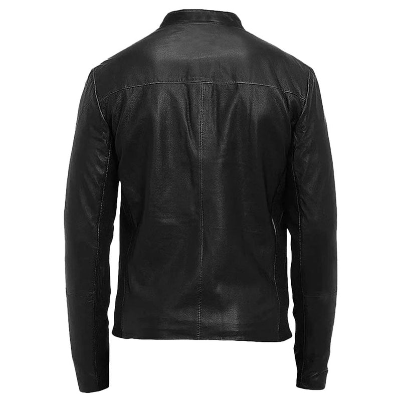 Men's Leather Biker Jacket,YKK Zipper Closure | Black The Stitch Fit