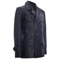 Men's Dr Who Christopher 9th Dr Cosplay Coat, Double Breasted, German Naval, Leather Jacket | Black The Stitch Fit