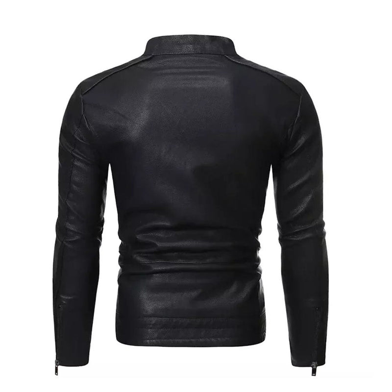 Men's Motorcycle Leather Jacket | Black The Stitch Fit