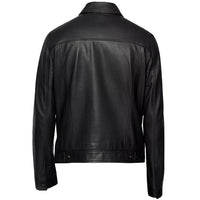 Men's Trucker Faux Leather Jacket, Button Closure, Two Pockets (Also Available in Real Leather) | Black The Stitch Fit
