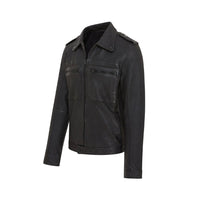 Men's Biker Style Leather Jacket | Black The Stitch Fit